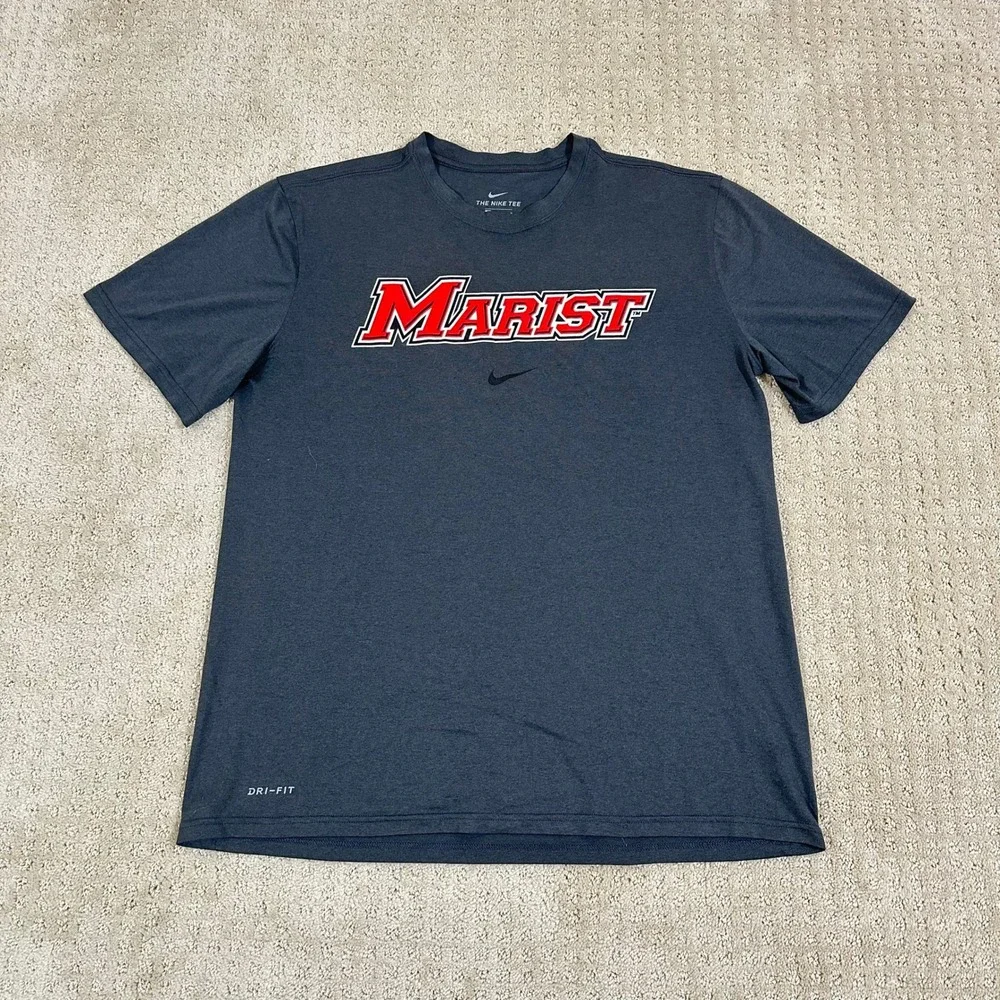 Marist Nike T-Shirt Mens Large Athletic Fit Dri-FIT Graphic Tee Center Check